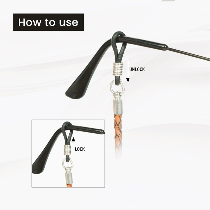 GENIQUE Genuine Leather Glasses Strap, Eyeglass Chain,Eye Glasses holders around Neck, Sunglass Strap for Men - Image 3